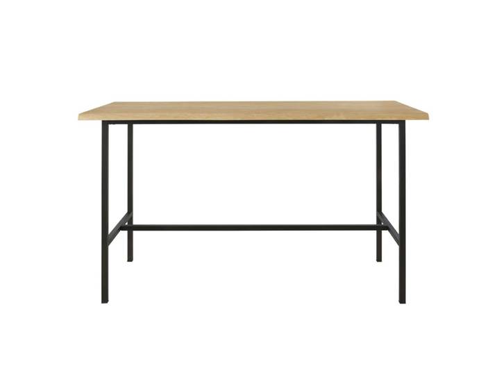 Table à manger haute professionnelle en chêne et acier noir L175