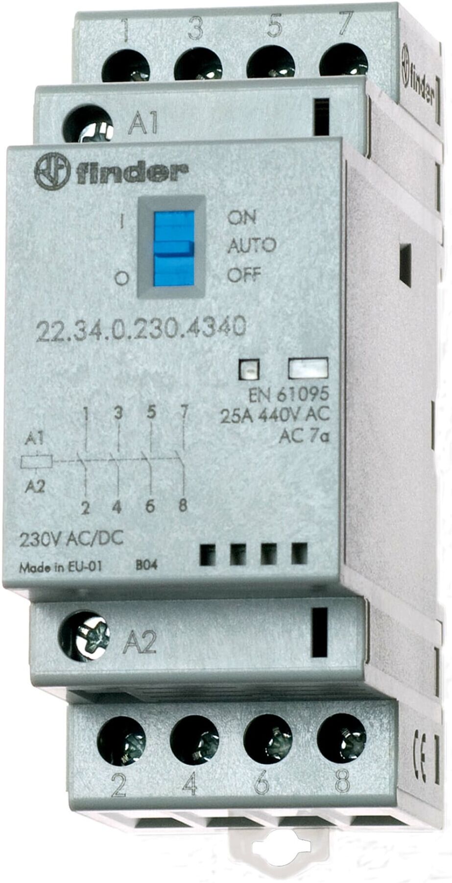 Finder Installationsschütz 24VAC/DC,4S,LED 22.34.0.024.4340 (223400244340)