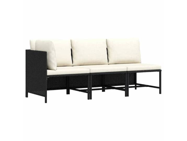 Canapés de Jardin 3 pcs avec Coussins Salon de Jardin Canapés de Terrasse Meubles d'Extérieur Noir Résine Tressée 313519