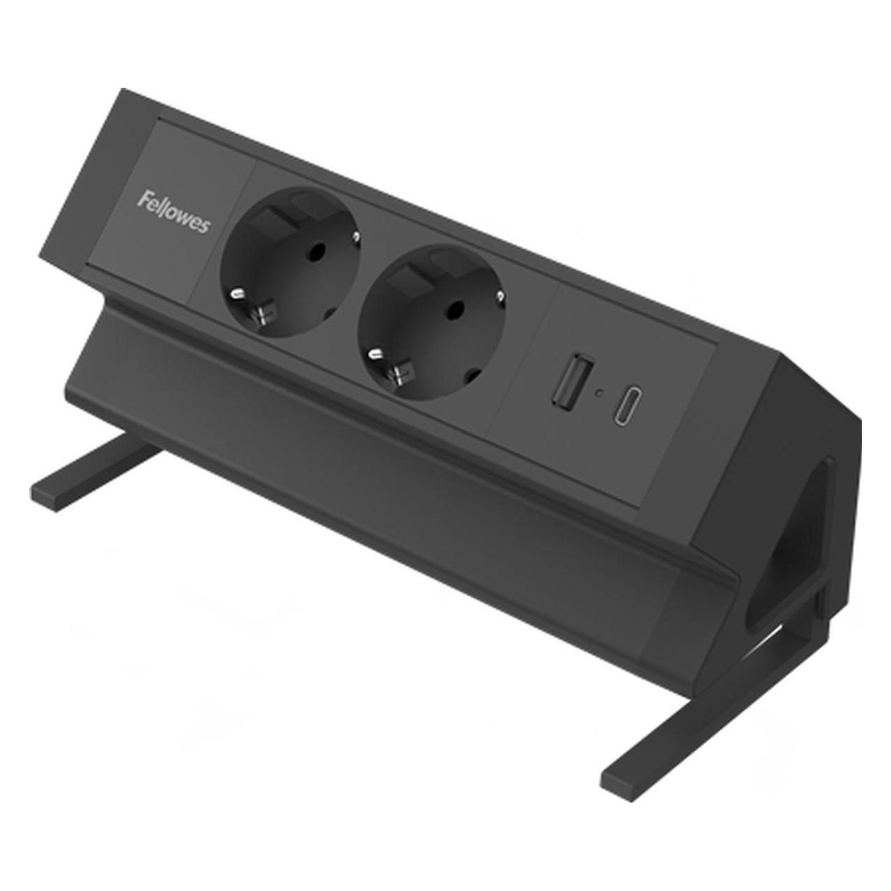 Fellowes Strommodul Schreibtisch 2xSteckdose,USB-A,USB-C sch (2x, USB-A, USB-C, 2 m) (100137182)