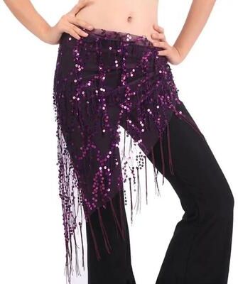 Uplift Essentials Sequin Tassel Belly Dance Hip Scarf Professional Performance Waist Belt High Yield Kinetic Interaction Hub purple
