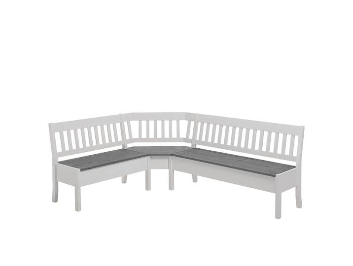 Banc d’angle Boston II 213cm Blanc/Pin gris/Pin blanc
