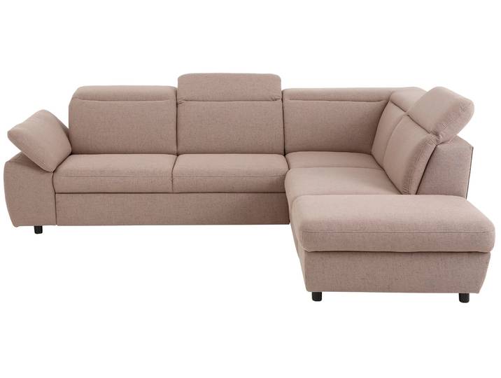Ecksofa, Struktur Fein & Luxus-Microfaser, Hellbraun, 276×232 cm, Mit Ottomane & Bettfunktion, Klassisch, Home Affaire