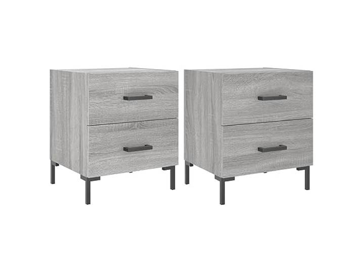KDVXBCQJH 2er Set Nachttische Grau Sonoma 40x35x47,5 cm Beistelltisch Kompakte Nachtkommode mit stabilen Eisenbeinen und Schubladen für Ordnung im Schlafzimmer und Gästezimmer.