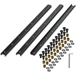 Relaxdays Gratleiste, 3er Set, Metallschiene 90 cm, Tischplatte stabilisieren, U-Profil mit Schrauben, Stahl, schwarz
