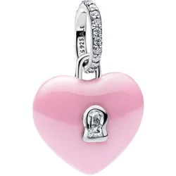Pandora 794424C01 Silber Charm-Anhänger Rosafarbenes Keramik Herzschloss