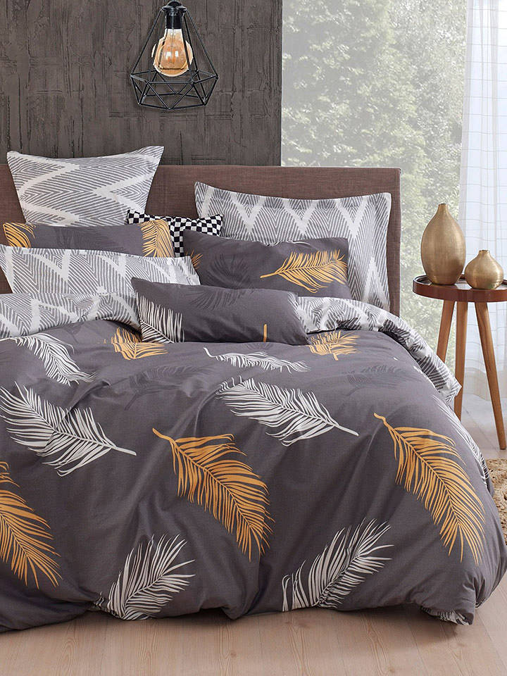 Elizabed Satin-Bettwäsche-Set in Grau - 155x220 cm