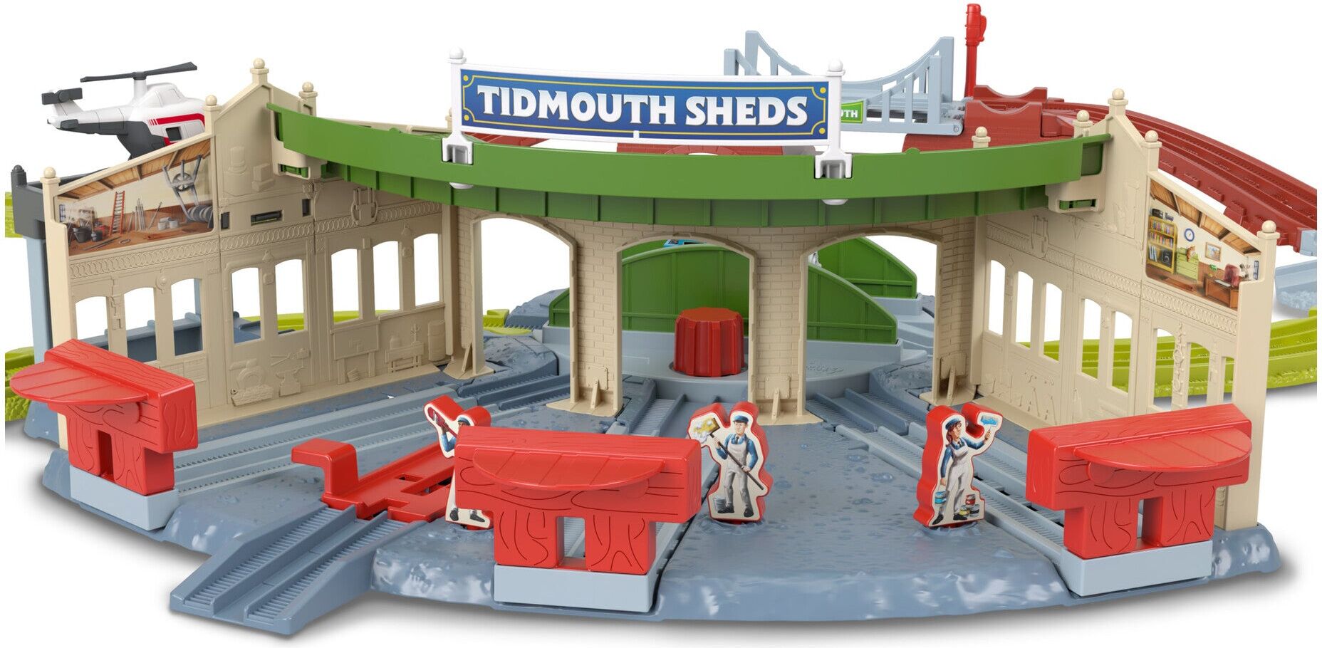 Thomas & Friends Push Along Tidmouth Station Set for Preschool Conductors - Includes Thomas Engine & Harold Helicopter - Mattel