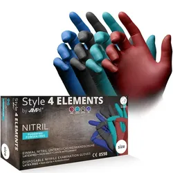 Nitrilhandschuhe Ampri STYLE 4 ELEMENTS farbmix 96 Stück M Gr. 8, puderfreie, unsterile Nitrilhandschuhe, 96 Stück/Box