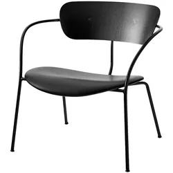 &Tradition Pavilion AV6 Loungesessel, eiche schwarz lackiert / noble aniline leder schwarz