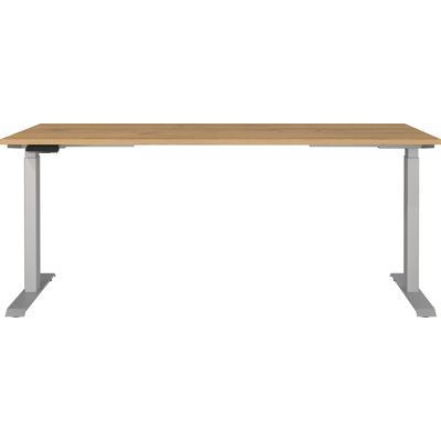 Schreibtisch GERMANIA "Jet, elektrisch höhenverstellbar", beige (grandson, eiche, nachbildung, silber, silber, grandson, eiche, nachbildung), B:180cm H:72cm T:80cm, Tische, Schreibtisch, Höhe 72-120 cm, elektrisch höhenverstellbar, Memory-Funktion,...