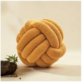 Trendy Discount Goods Knotted Woven Ball Pillow Cushion With Backrest For Sofa And Home Bedroom Decoration yellow