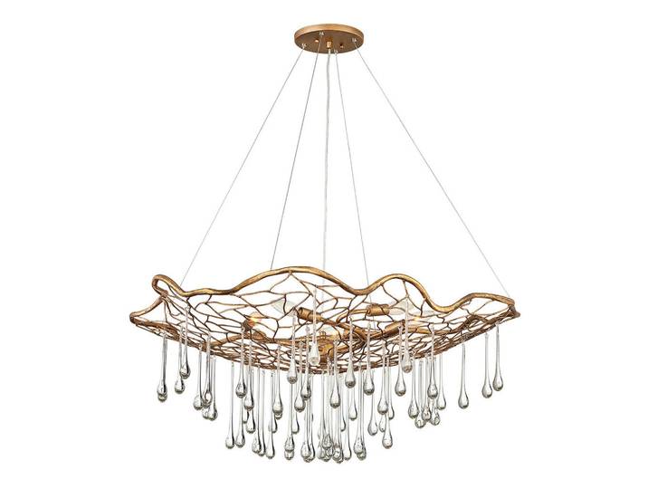 Elstead Lighting Kronleuchter Laguna, Goldfarben, Metall, Glas, 48.2 cm, RoHS, höhenverstellbar, Lampen & Leuchten, Innenbeleuchtung, Hängeleuchten, Kronleuchter