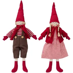 IB Laursen Wichtelpärchen Lotte und Leo Stillenat Rot, Rot - 14 x 4 x 40 cm