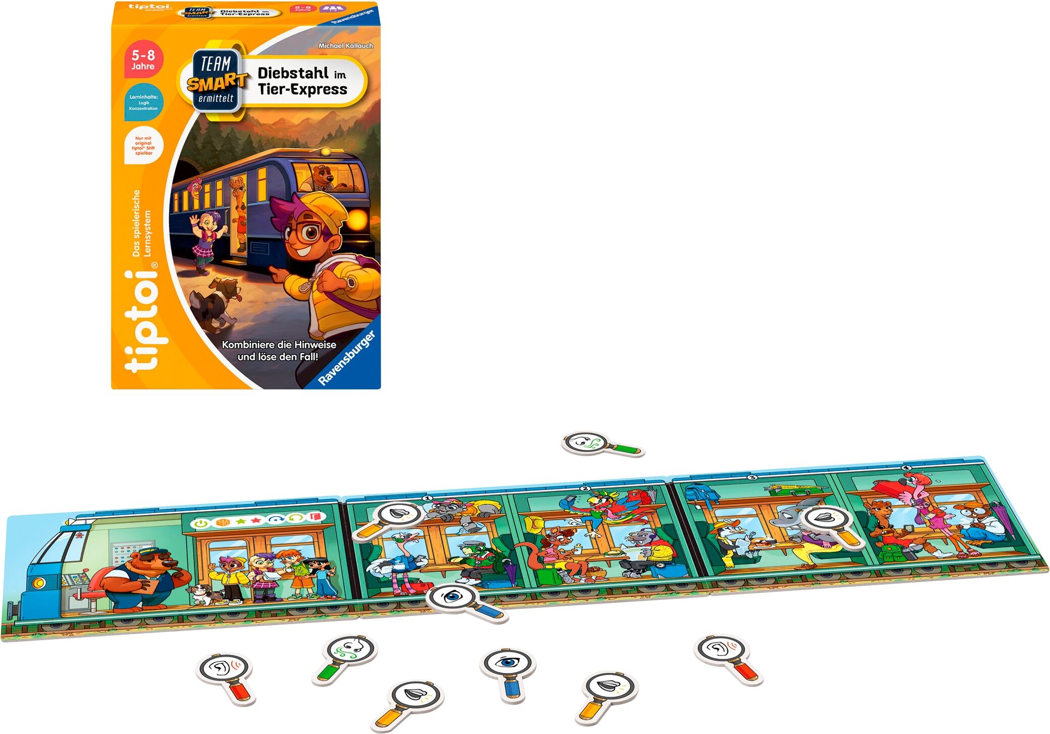 Spiel RAVENSBURGER "tiptoi Team SMART ermittelt – Diebstahl im Tier-Express", bunt, Spiele, Kinder, Spiel