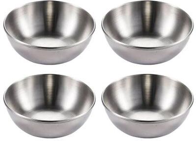 Inspired Living Elegant Stainless Steel Golden Sauce & Appetizer Serving Dishes Set silver 4pcs