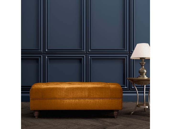 Repose-pieds capitonné 96 x 35 x 62cm Orange Microfibre Valeria: Ambre
