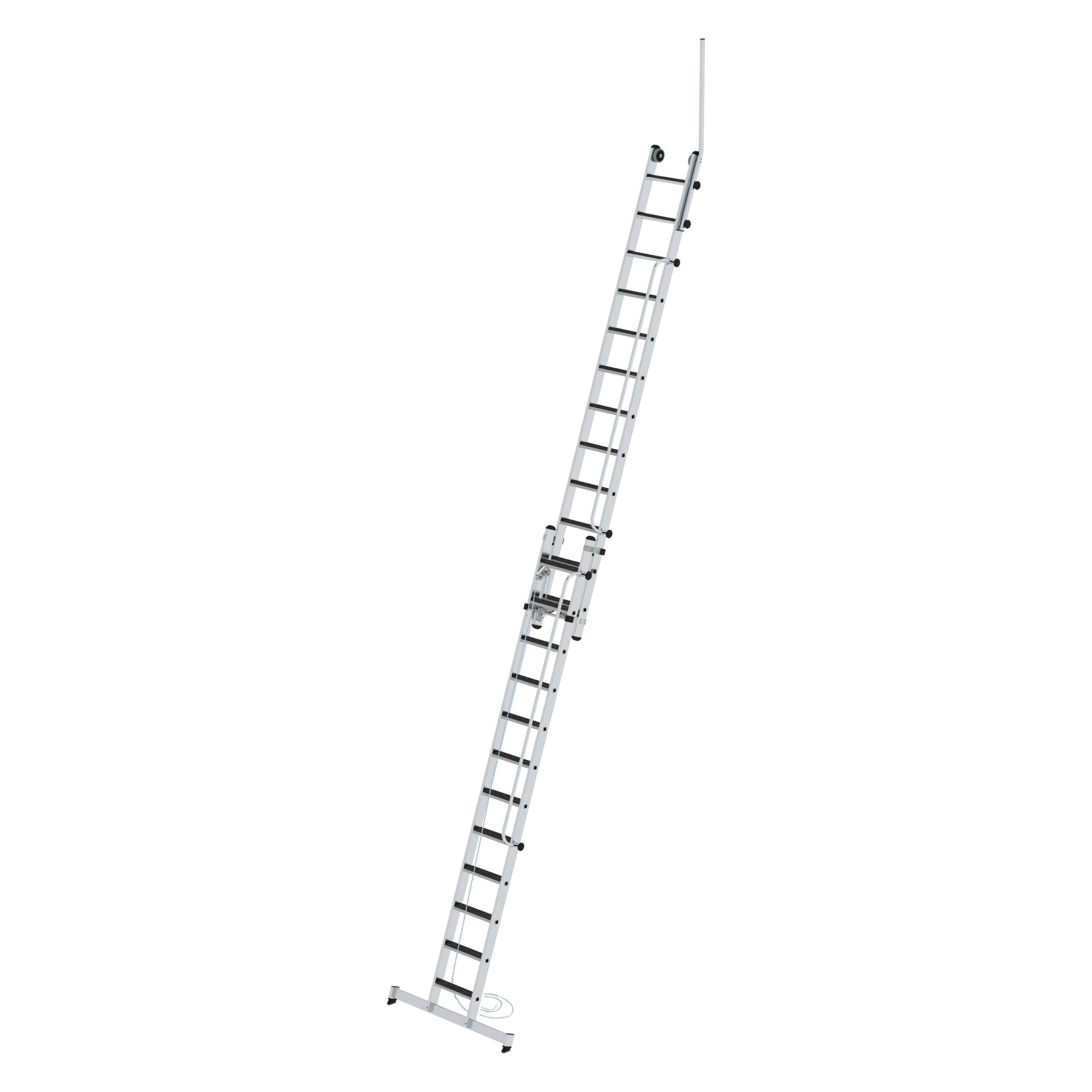 Guenzburger Stufen-Seilzugleiter 2-teilig mit Handlauf und Ausstiegsholm 2x12 Stufen (Gerüst, 700 cm) (040695)