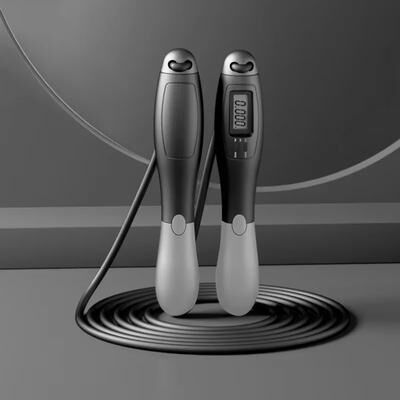 Smart Shopping Spot Adjustable Counting Jump Rope With Steel Cable For Fitness Training, Cardio Workouts & Exam Practice grey Black