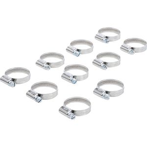 BGS-technic Schlauchschelle 8095-20x32, Set, Ø 20 - 32 mm, mit Schneckengewinde, aus Edelstahl, 10 Stück