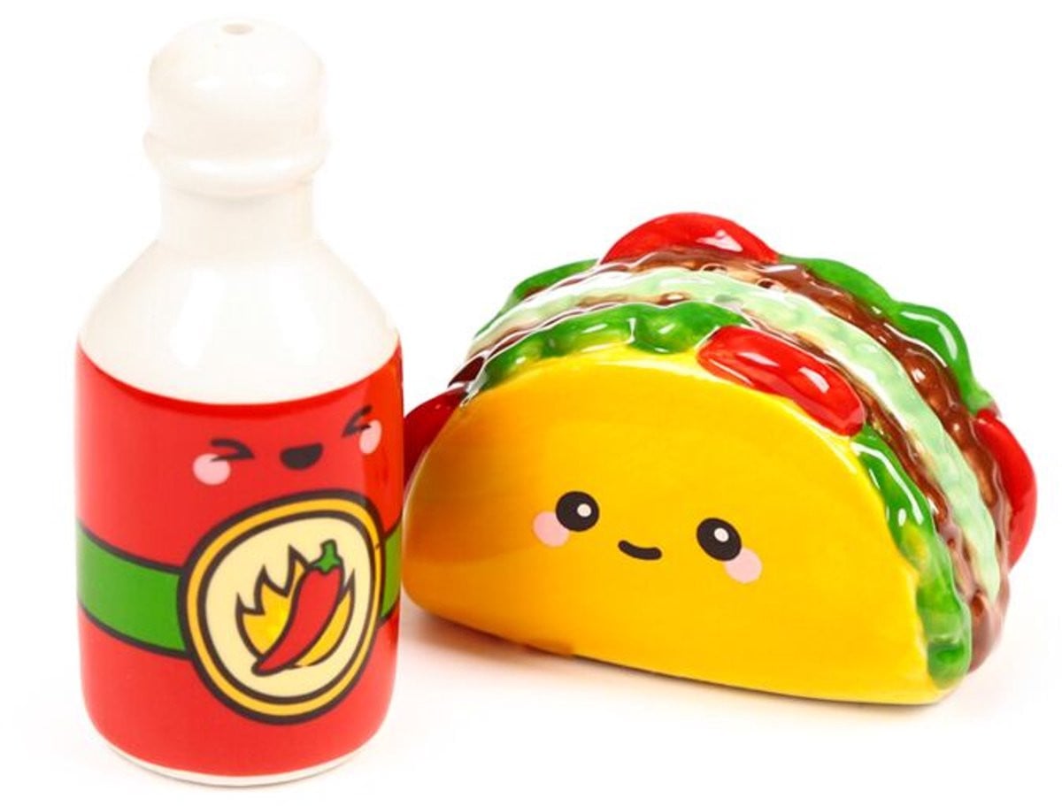 Frida de Taco & Hete Saus Foodiemals Peper- en Zoutstel van Keramiek