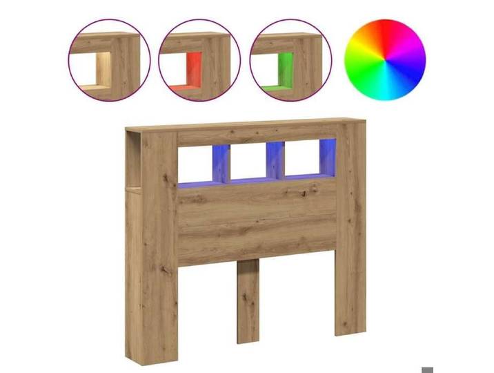 MGH - NEUF Tête de lit à LED - Panneau de Lit - chêne artisanal 120x18 5x103 5 cm ll2871