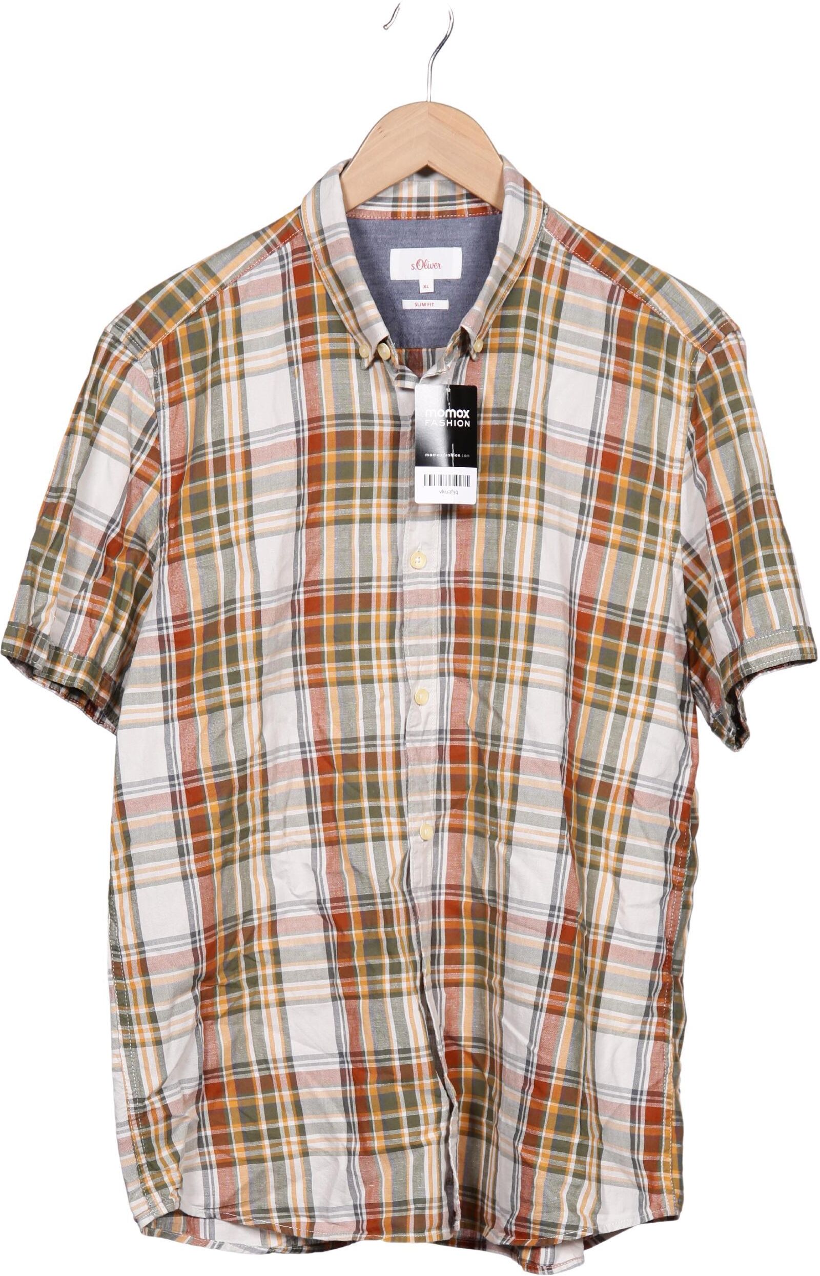 S. Oliver Herren Hemd, Mehrfarbig, Gr. XL, Hanf / Baumwolle - Second Hand