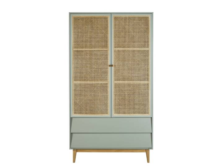 Armoire bleu gris et cannage en rotin, L105 cm
