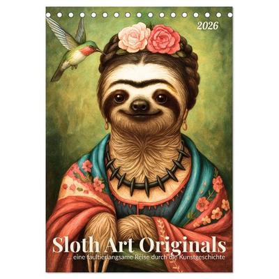 Sloth Art Originals ... eine faultierlangsame Reise durch die Kunstgeschichte (Tischkalender 2026 DIN A5 hoch), CALVENDO Monatskalender