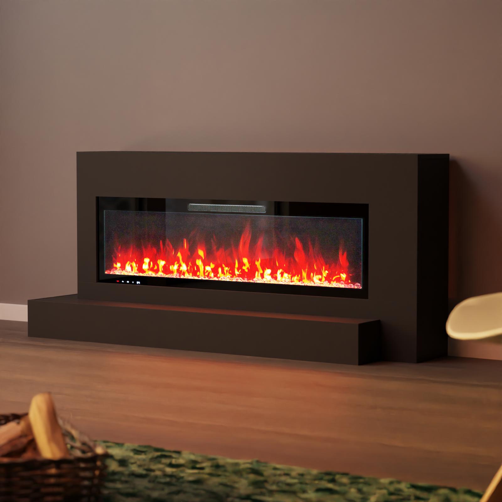 Glow Fire Elektrokamin 'Hestia 127 Links Schwarz' | LED Standkamin mit Heizung (1500 W) | HxBxT: 75x149x40 cm