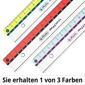 Herlitz Lineal my.pen 11367992, 30 cm, Kunststoff, farbig sortiert, Rechts- & Linkshänder