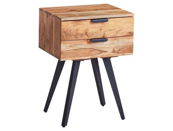 Mid.you Nachtschrank Skyport Wohnling, Akazie, Metall, Akazie, massiv, 2 Schublade(n) Schubladen, 47x65x35 cm, FSC Mix, Holzmöbel, Holztische, Nachttische Holz