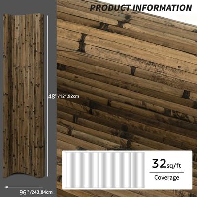 Art3d 48 x 96 in Natural Bamboo Wall Panel for Wall Decor for Living Room,Bedroom,Office