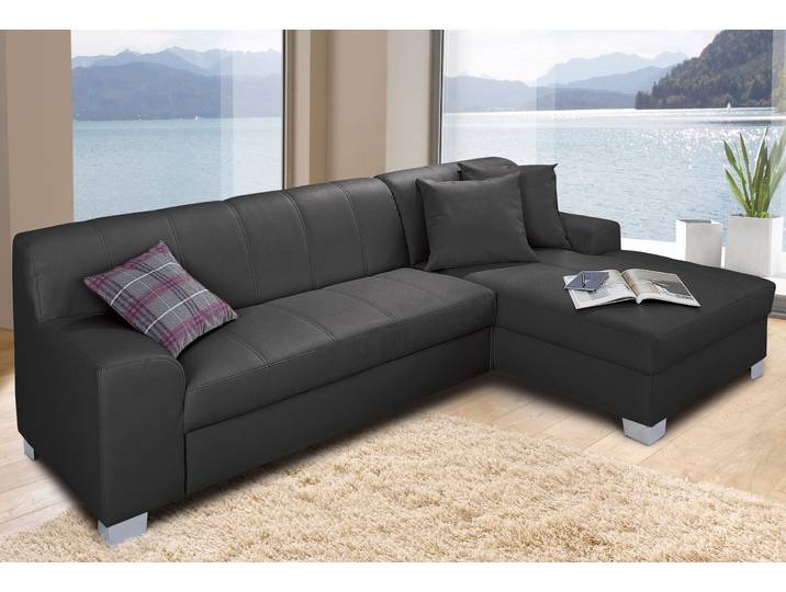 Ecksofa HOME AFFAIRE Anzio, elegant und gemütlich, Breite 239cm, L-Form , schwarz, B:239cm H:75cm T:82cm, Sofas, Ecksofa, wahlweise mit Bettfunktion