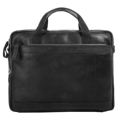 Aktentasche SANSIBAR "SANSIBAR Damen, Herren echt Leder", Gr. B/H/T: 37cm x 30cm x 9cm onesize, schwarz, Leder, gepflegt, Taschen, echt Leder