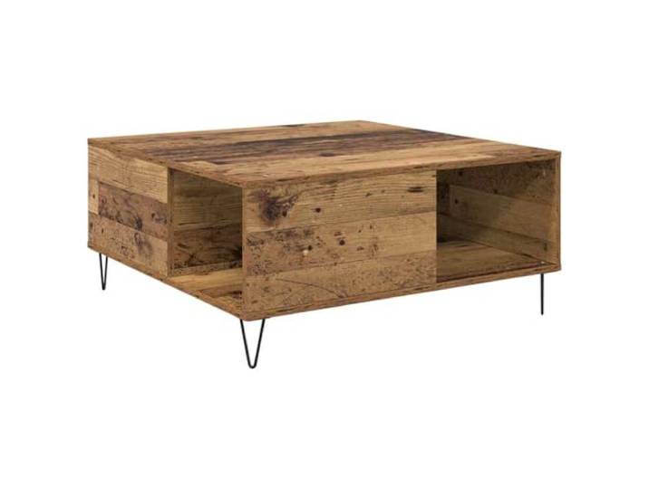 GHVBNMF Couchtisch Altholz Optik 80x80x36,5 cm Holzwerkstoff Quadratischer Beistelltisch mit Ablagefach für Wohnzimmer und Lounge, stabile Konstruktion für Bücher und Dekoration.