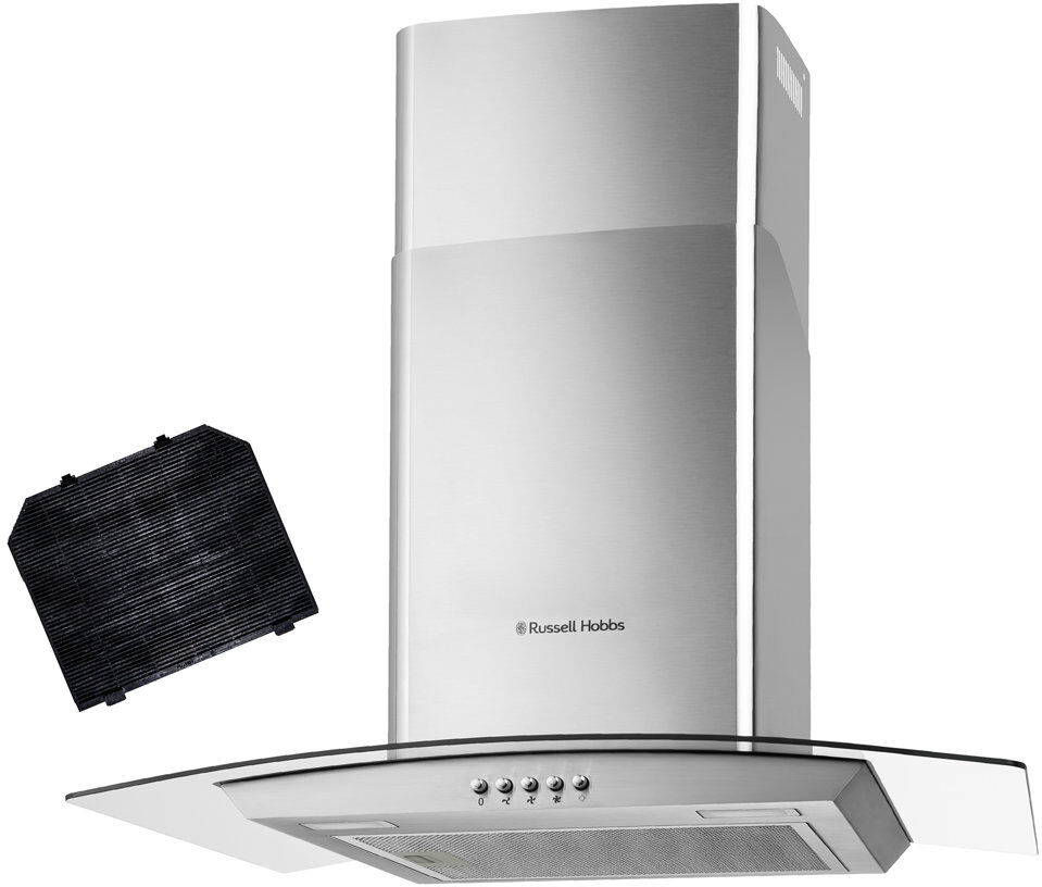 Russell Hobbs RH90GCH92A1SS 90cm Curved Glass Hood in Stainless Steel Silver 59.5cm