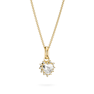 Kette mit Anhänger THOMAS SABO "Kette mit Herzanhänger gelbgoldfarben" Gr. 45, gold (gelbgoldfarben, kristallweiß), Halsketten, Damen, 45, Metall, mit Zirkonia (synth.)