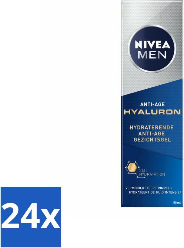 NIVEA MEN - Anti-Age - Feuchtigkeitsspendendes Gesichtsgel mit Hyaluron - 50 ml - Vorteilspack - 24 Stücke