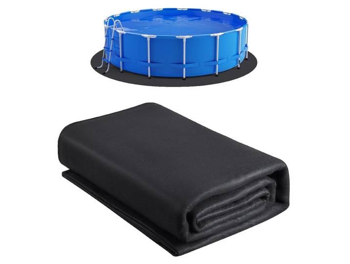 VEVOR Tapis de sol pour piscine\, 4\,5 m\, pour piscines hors-sol\, bâche de sol extra-épaisse\, empêche les piqûres\, tapis de piscine en géotextile\, prolonge la durée de vie du liner