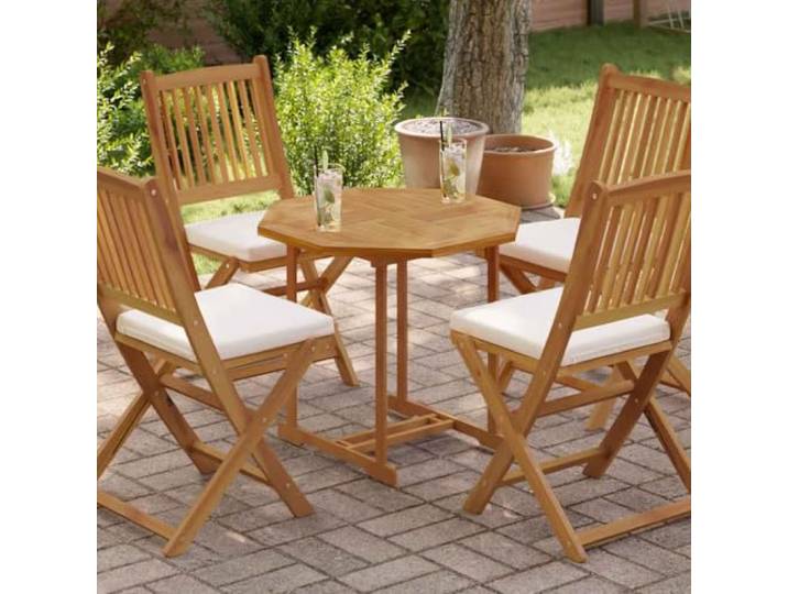 PTUGUOF Achteckige Tischplatte Massivholz Teak 70x70x2,5 cm Wetterbeständig, Sonnenschirmloch, Vielseitig Kombinierbar, Rustikales Design