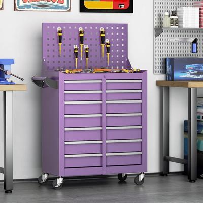 SUNCROWN 7-Drawer Heavy Duty Rolling Tool Chest with Pegboard & Hooks, Detachable Top Tool Cart with Liner for Garage Warehouse Storage