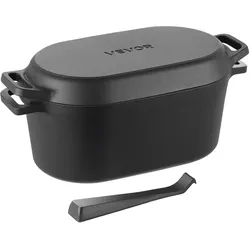 VEVOR Schmortopf aus emailliertem Gusseisen, 3,31 L Dutch Oven zum Backen von Sauerteigbrot, robuster Kochtopf mit Deckel & Griffen, geeignet bis 260 °C, Brottopf Eintöpfen zum Kochen und Braten
