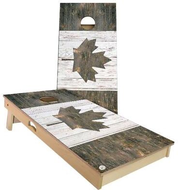 Skip's Garage Canada Flag Rustic Outdoor Cornhole Board Set