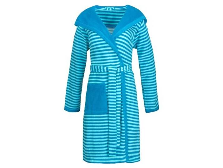 Bademantel Striped Hoody S turquoise Baumwolle S