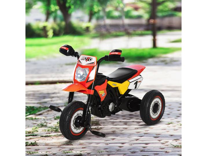 HOMCOM Tricycle Moto Cross Enfant Lumière Musique Rouge