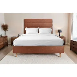 KOPFTEIL Modell Linien – Terrakotta-Bouclé-Stoff 135 cm