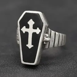 Drachensilber Giftring Sarg Ring mit Fach Gothic Schmuck 925 Silber 60 - Silber