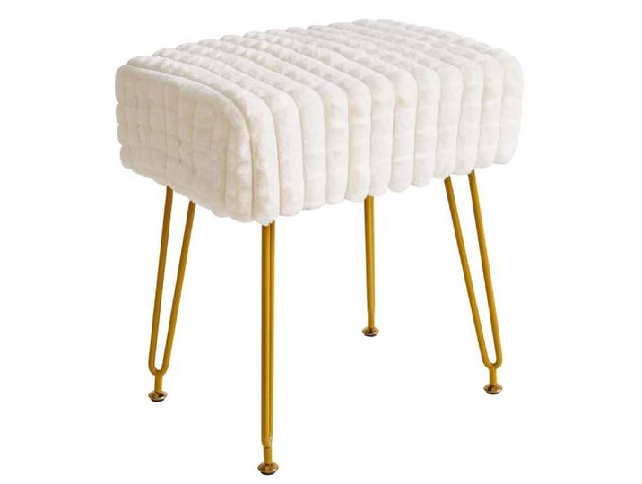 Tabouret coiffeuse maquillage avec repose-pieds - blanc