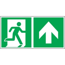 Rettungswegschild mit Pfeil oben